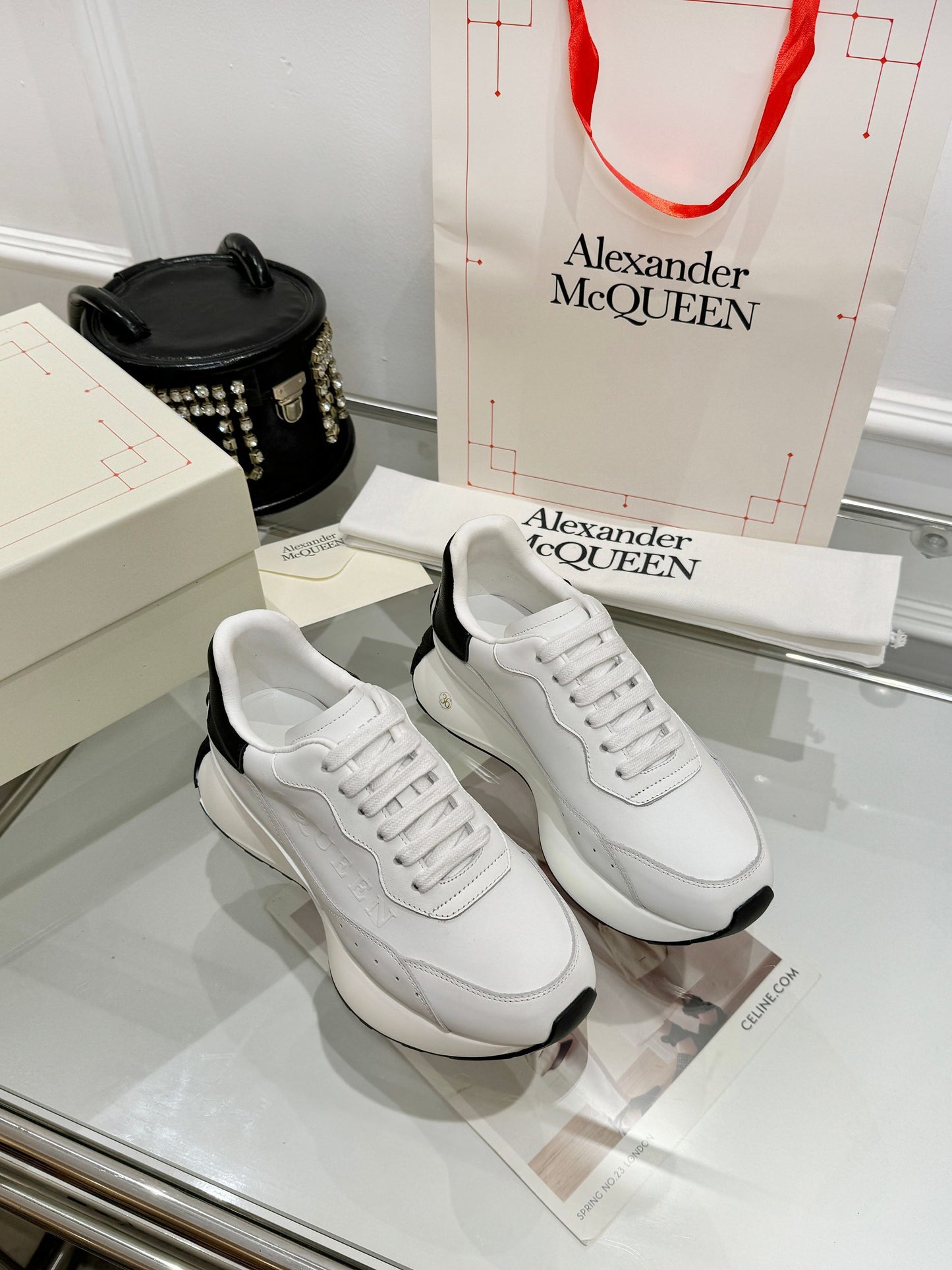 Alexander McQueen Unisex Oversized Sneakers With Metallic Heel Accents