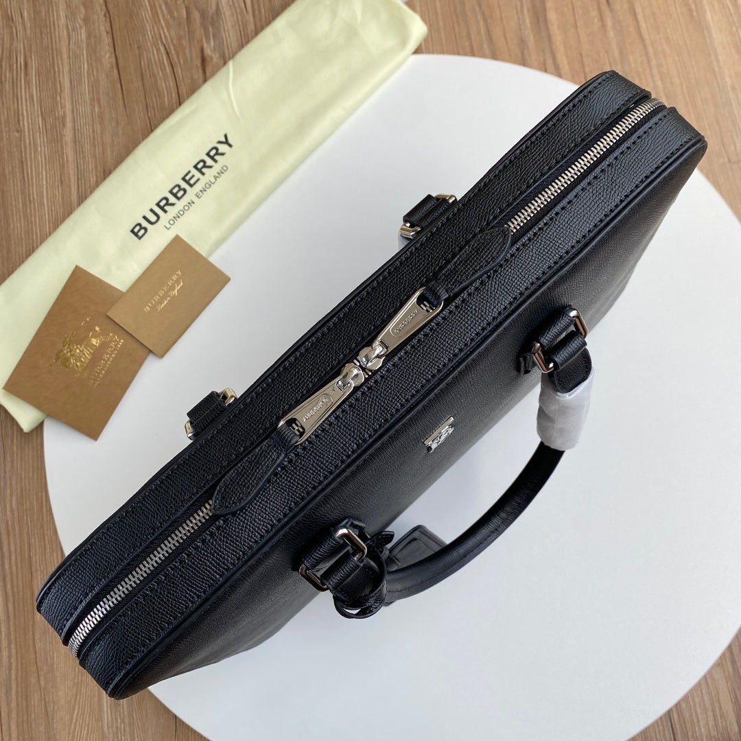 Elegant Black Burberry Briefcase With TB Monogram For Sophisticated Business And Travel Occasions Style No.700112