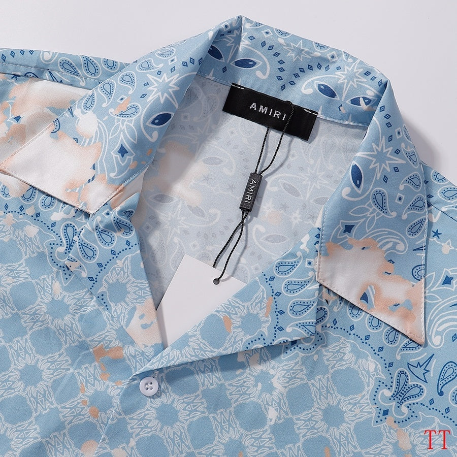 Men's AMIRI Light Blue Patterned Short - Sleeve Shirt And Shorts Set