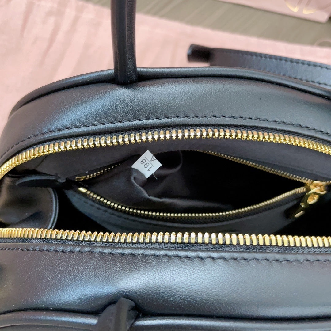 Miu Miu Black Leather Dome - Shaped Top - Handle Crossbody Bag 5BB157