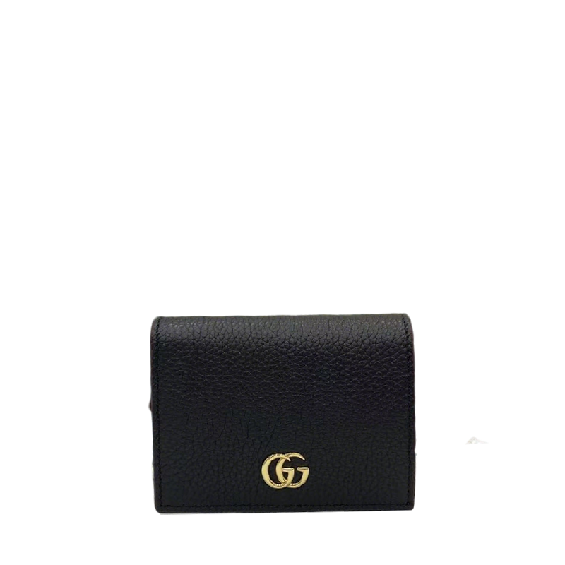 Elegant Black Gucci Wallet With Iconic Gold GG Logo For Timeless Luxury Accessory 456126
