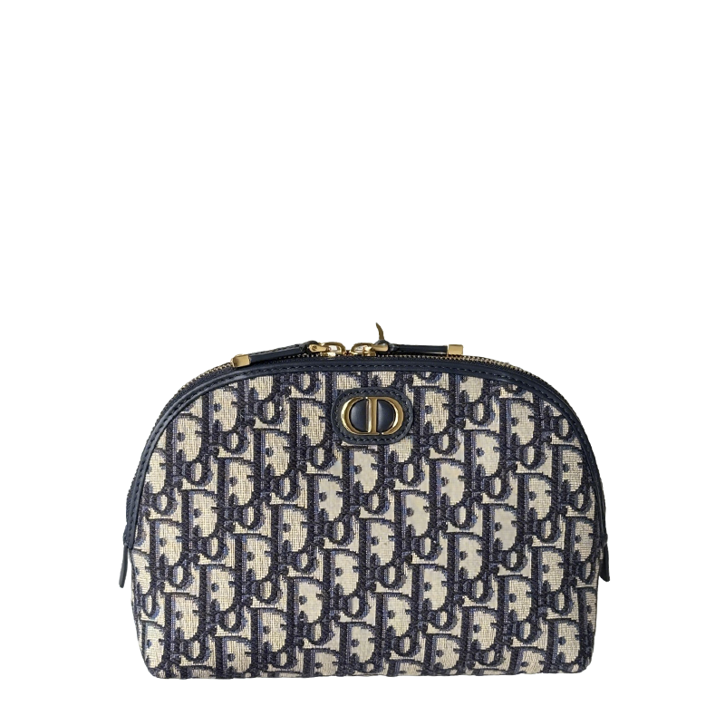 Elegant Dior Cosmetic Pouch With Signature Monogram And Gold - Tone Hardware m928