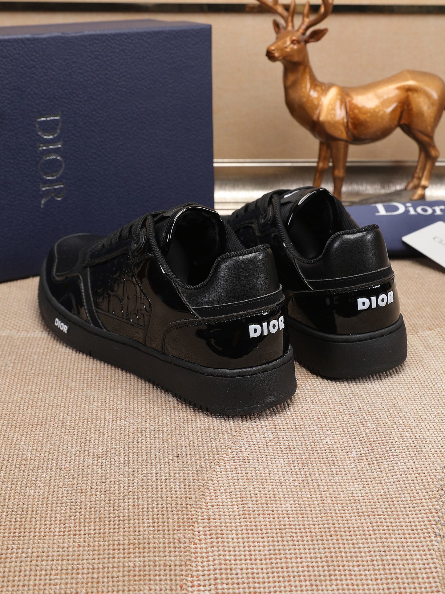 Dior Mens Sneakers Luxury Leather Casual Shoes With Oblique Pattern