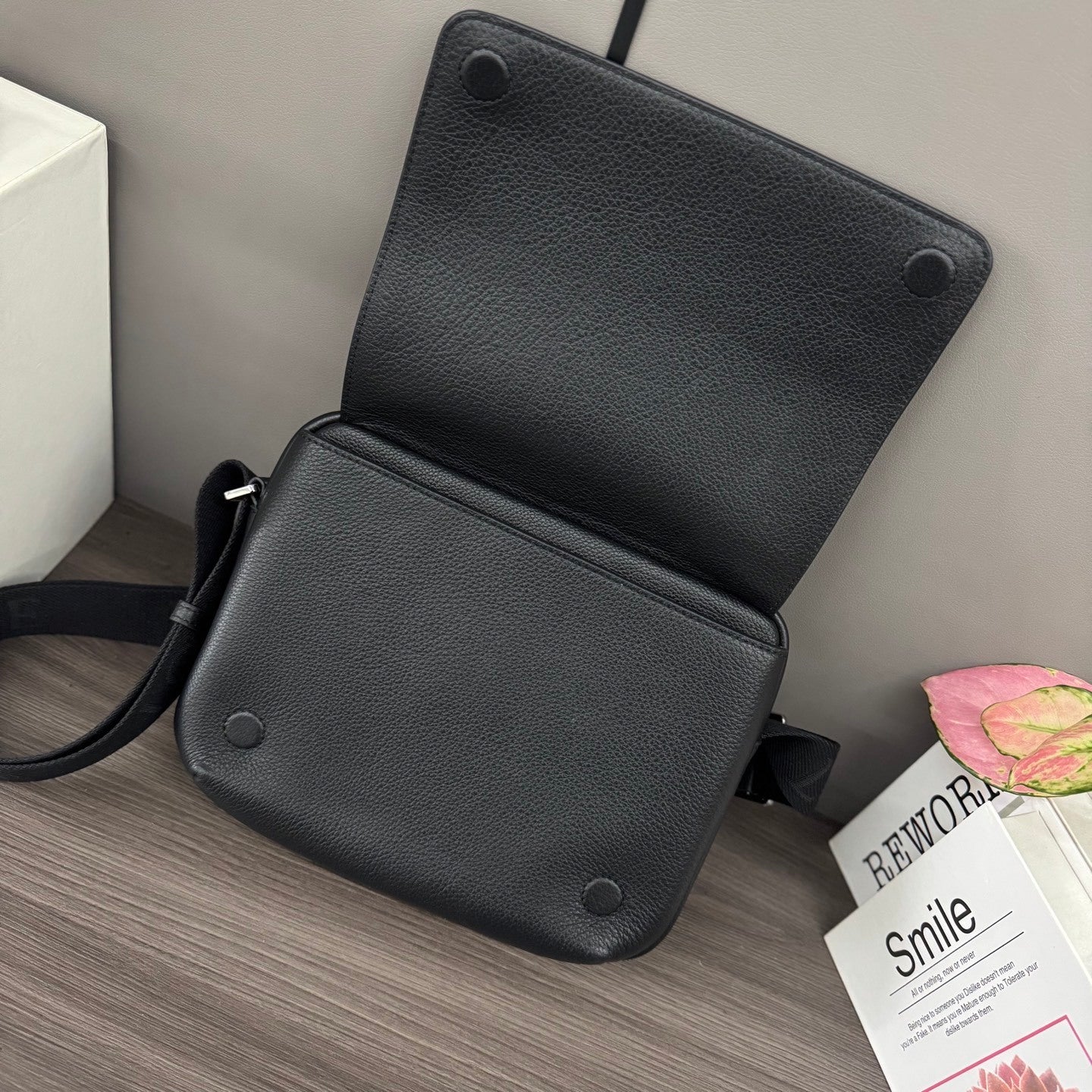 Loewe Black Leather Crossbody Bag With Signature Strap Detail 652441
