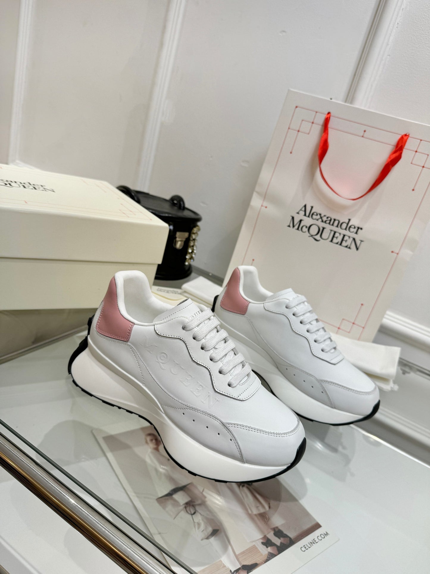 Alexander McQueen Unisex Oversized Sneakers With Metallic Heel Accents