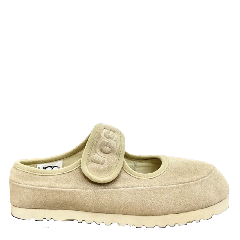 UGG Beige Suede Mary Jane Shoes With Logo Strap