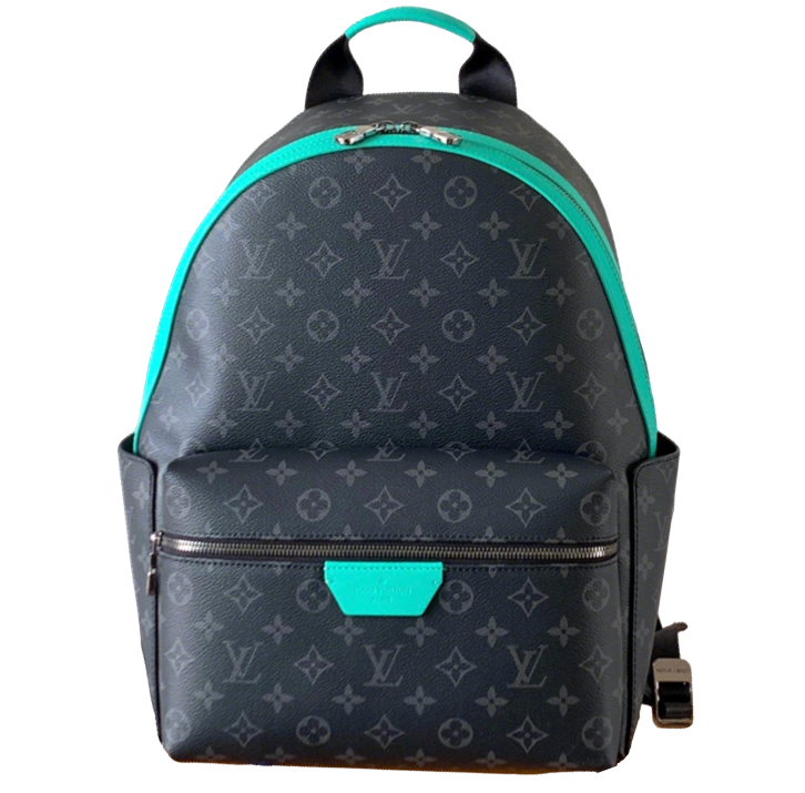 Stylish Louis Vuitton Monogram Backpack With Turquoise Accents And Functional Design
