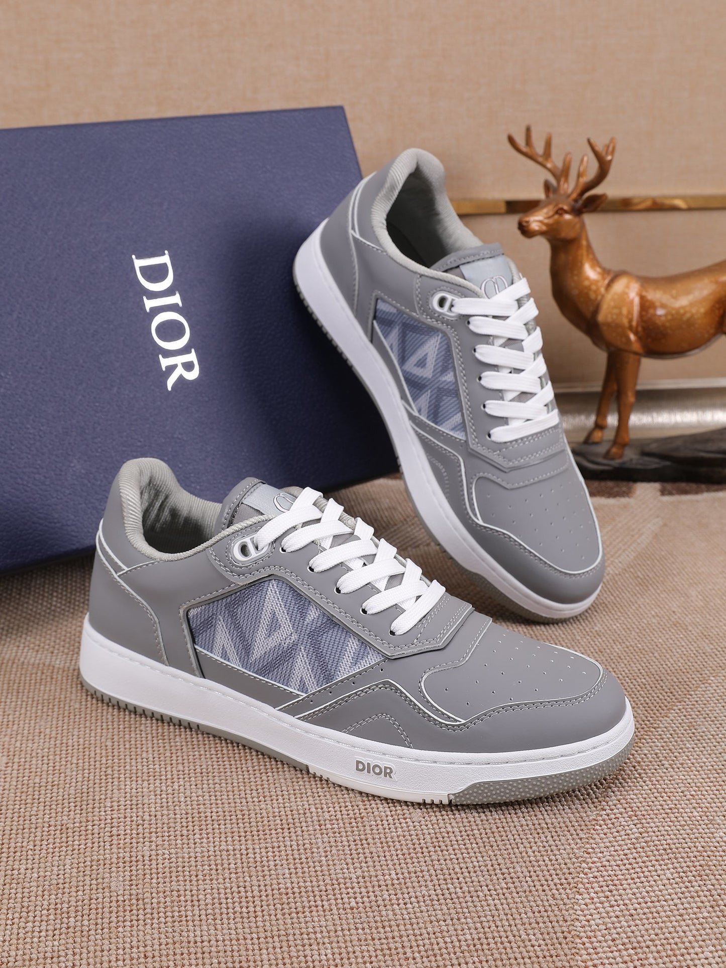 Dior Mens Sneakers Luxury Leather Casual Shoes With Oblique Pattern