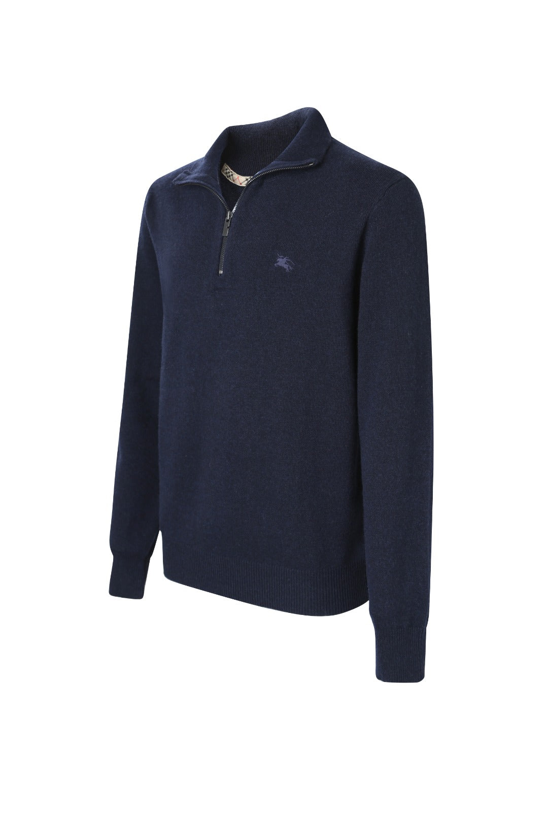 Burberry Men's Zip Neck Cashmere Sweater In Navy