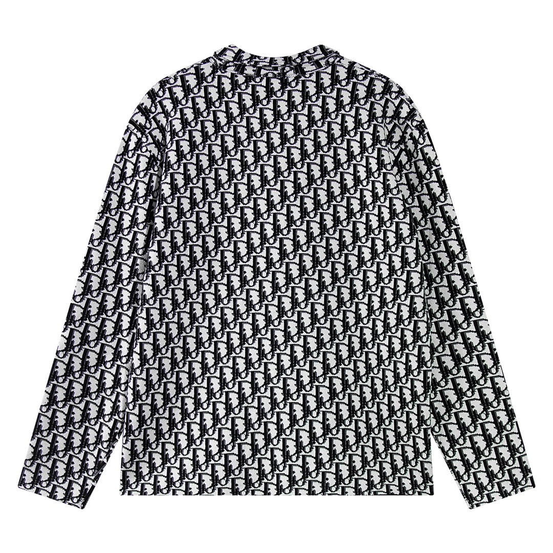 Dior Inspired Monogram Patterned Long Sleeve Sweater For Style