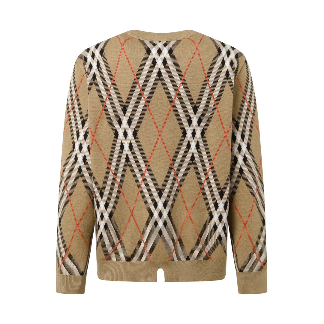 Burberry Men's Argyle Check Crew Neck Knitted Sweater