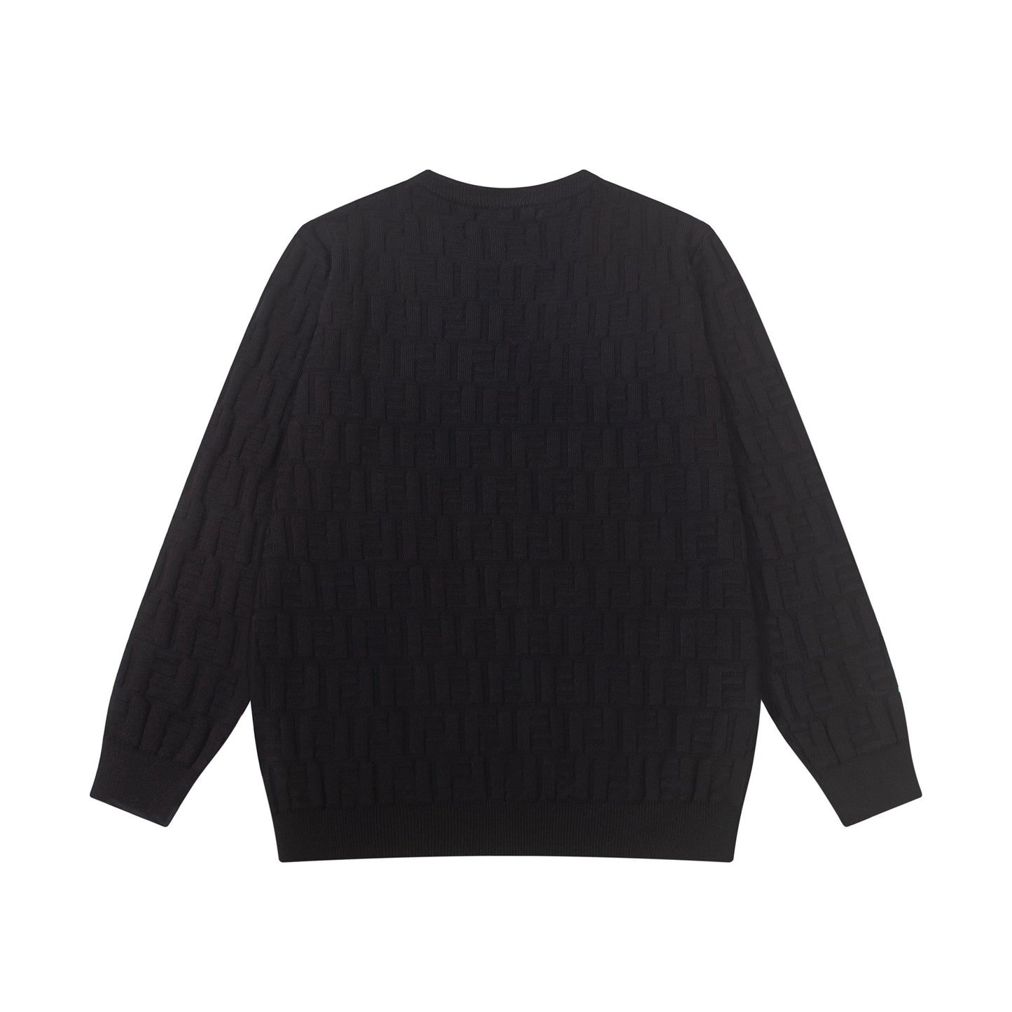 Fendi Black Crew Neck Sweater With Textured Pattern