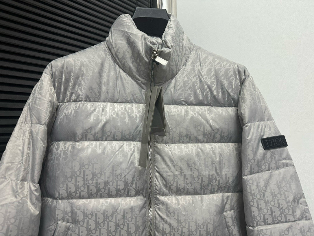 Stylish Silver Dior Puffer Jacket For Cold - Weather Elegance