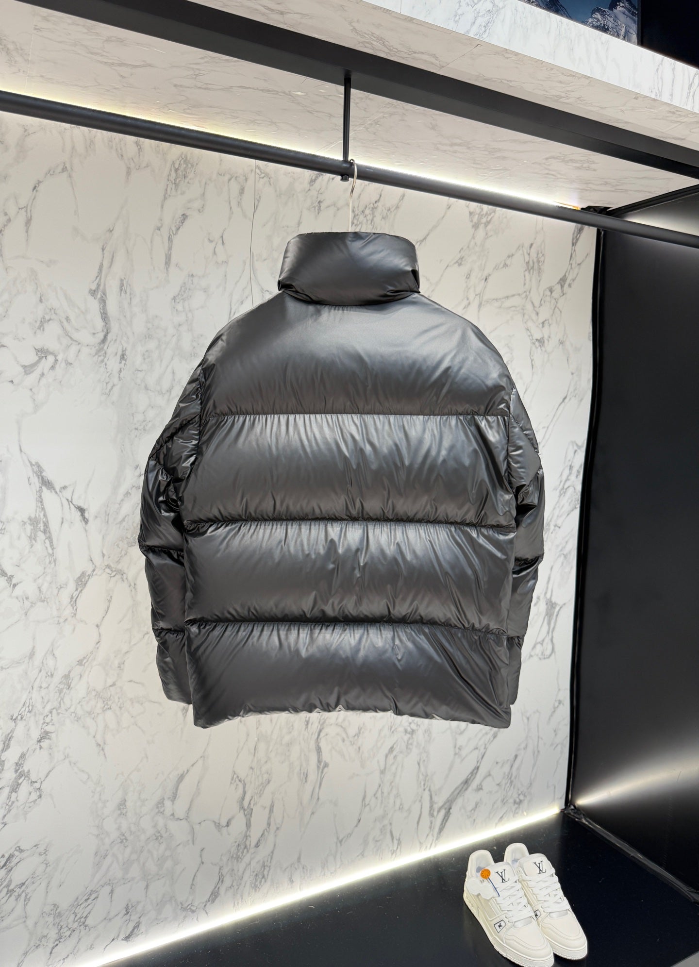 Prada Black High - Neck Down Jacket With Triangle Logo