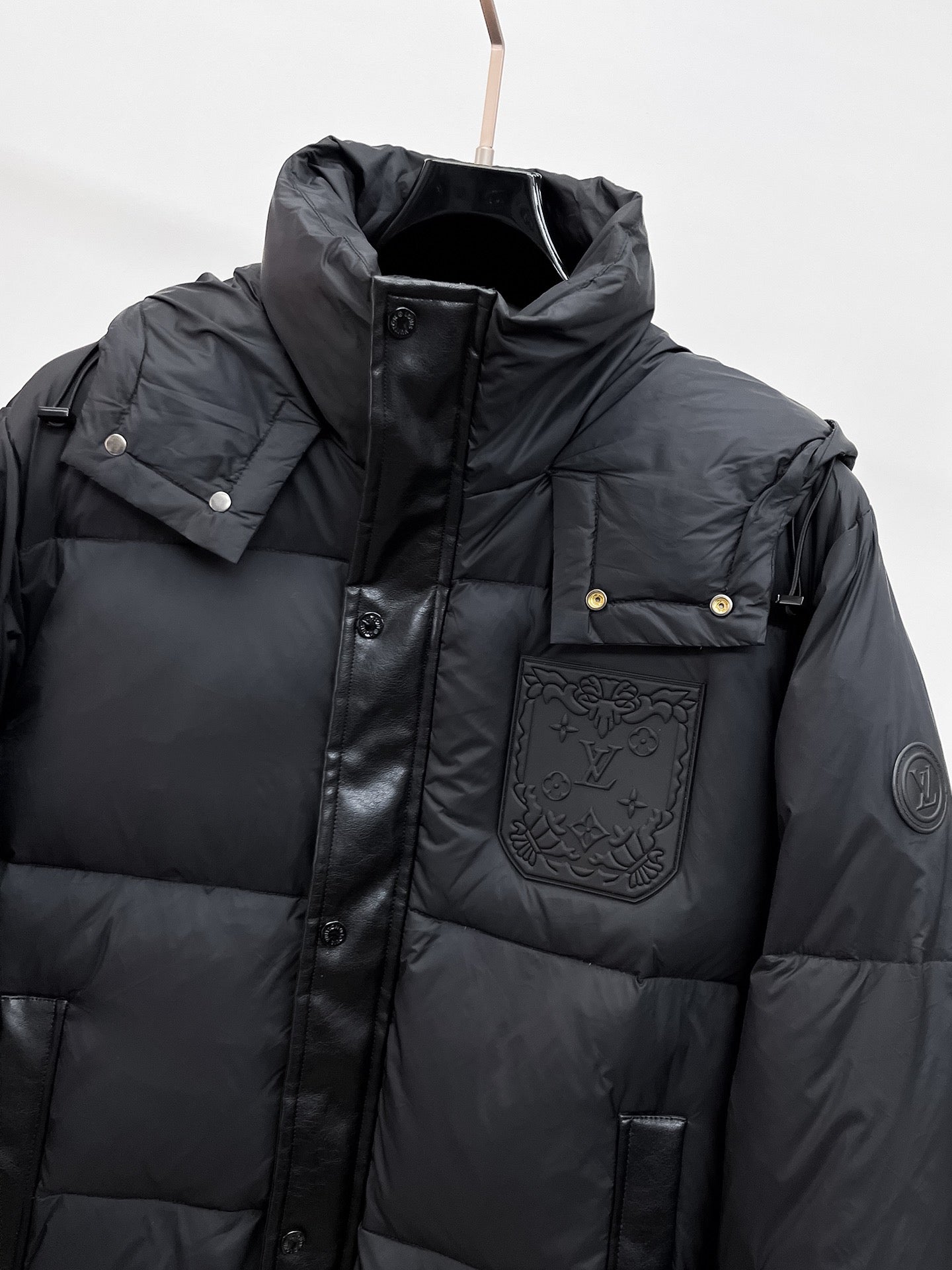 Louis Vuitton Black High - Neck Down Jacket With Emblem Detail