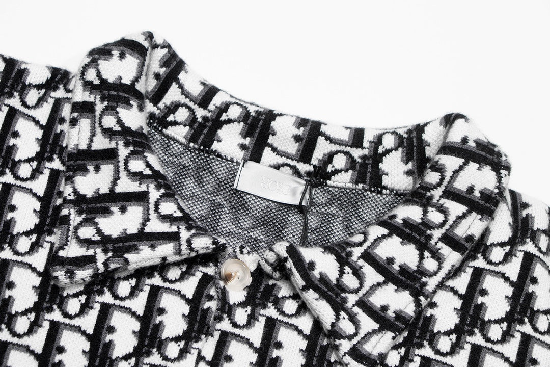 Dior Inspired Monogram Patterned Long Sleeve Sweater For Style