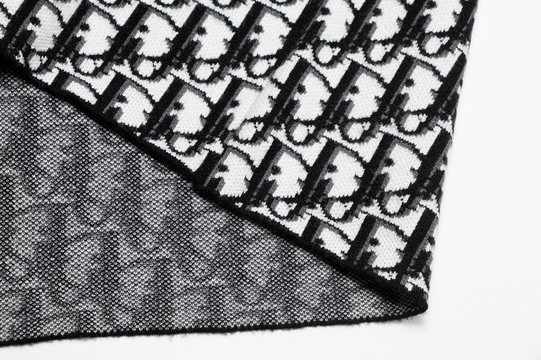 Dior Inspired Monogram Patterned Long Sleeve Sweater For Style