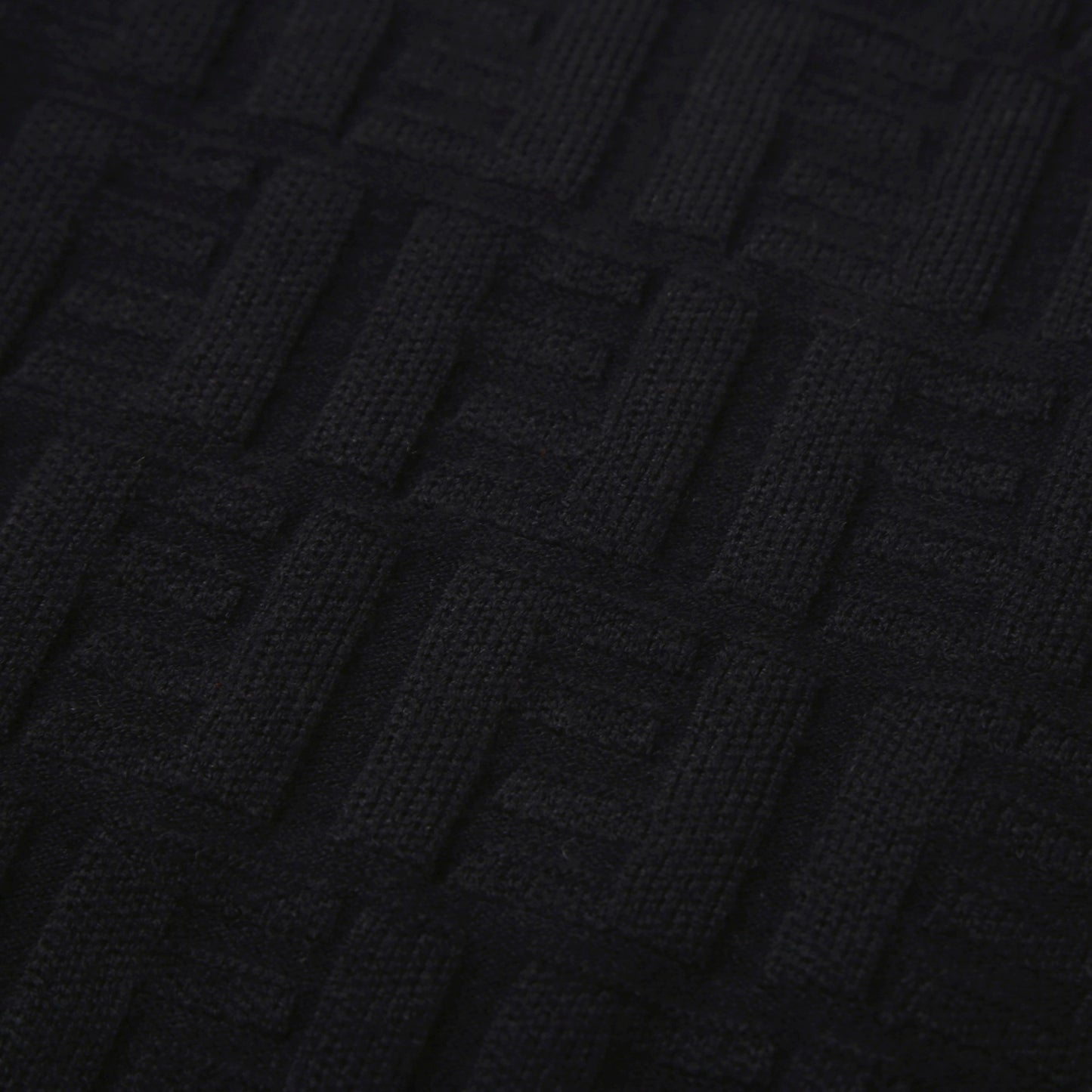 Fendi Black Crew Neck Sweater With Textured Pattern