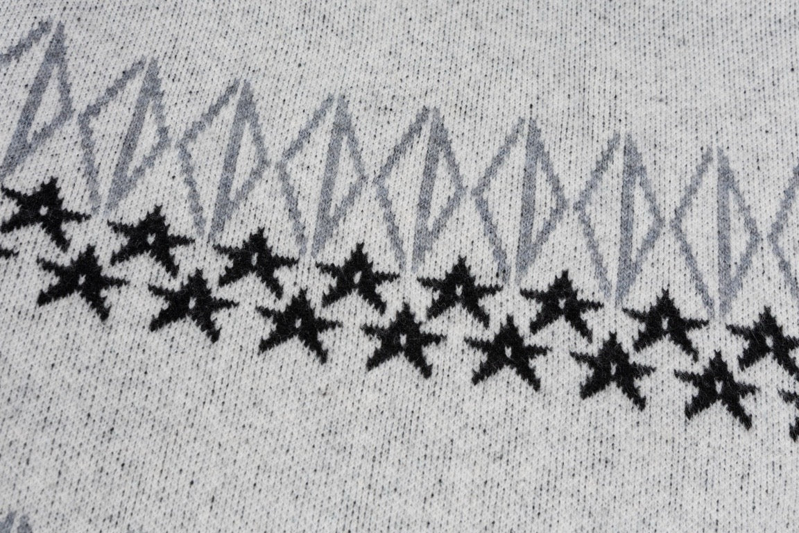 Dior Star And Geometric Pattern Crew Neck Long Sleeve Sweater