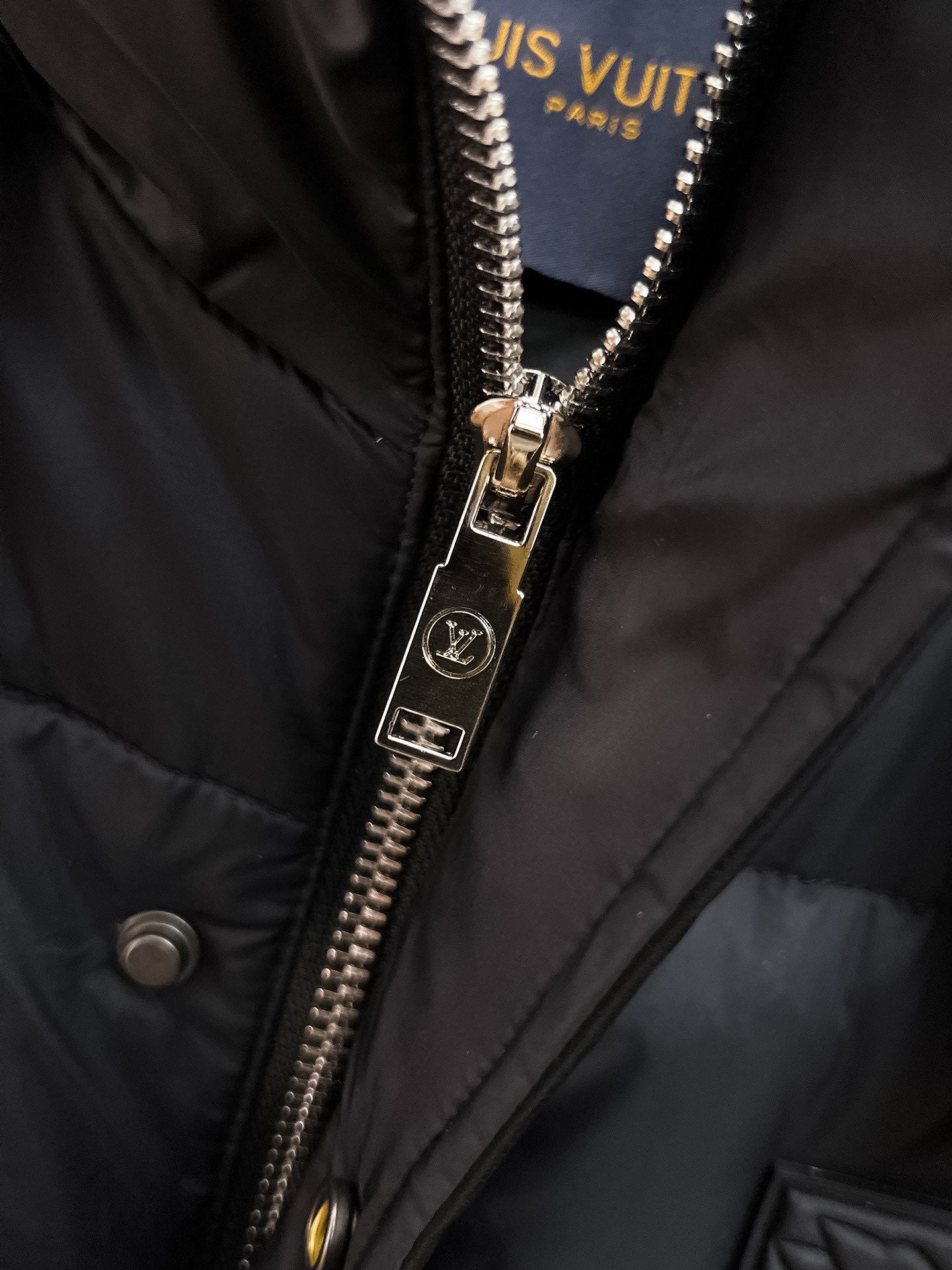 Louis Vuitton Black High - Neck Down Jacket With Emblem Detail