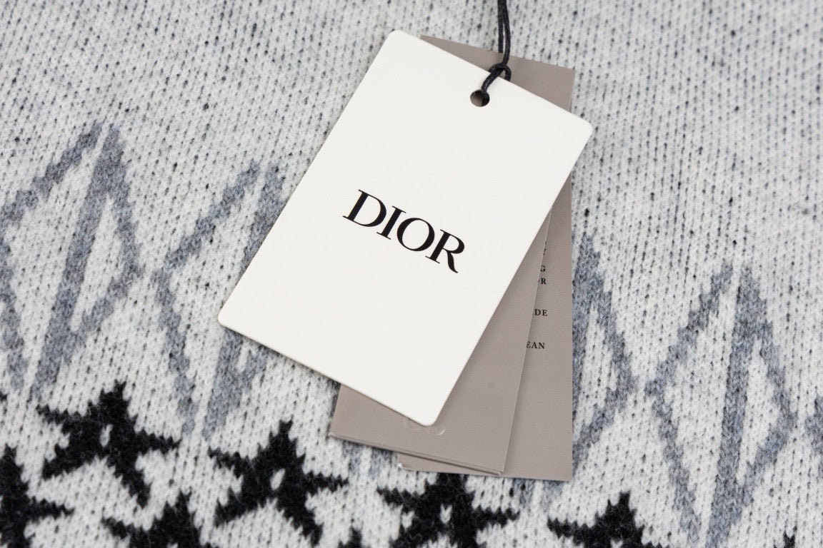 Dior Star And Geometric Pattern Crew Neck Long Sleeve Sweater