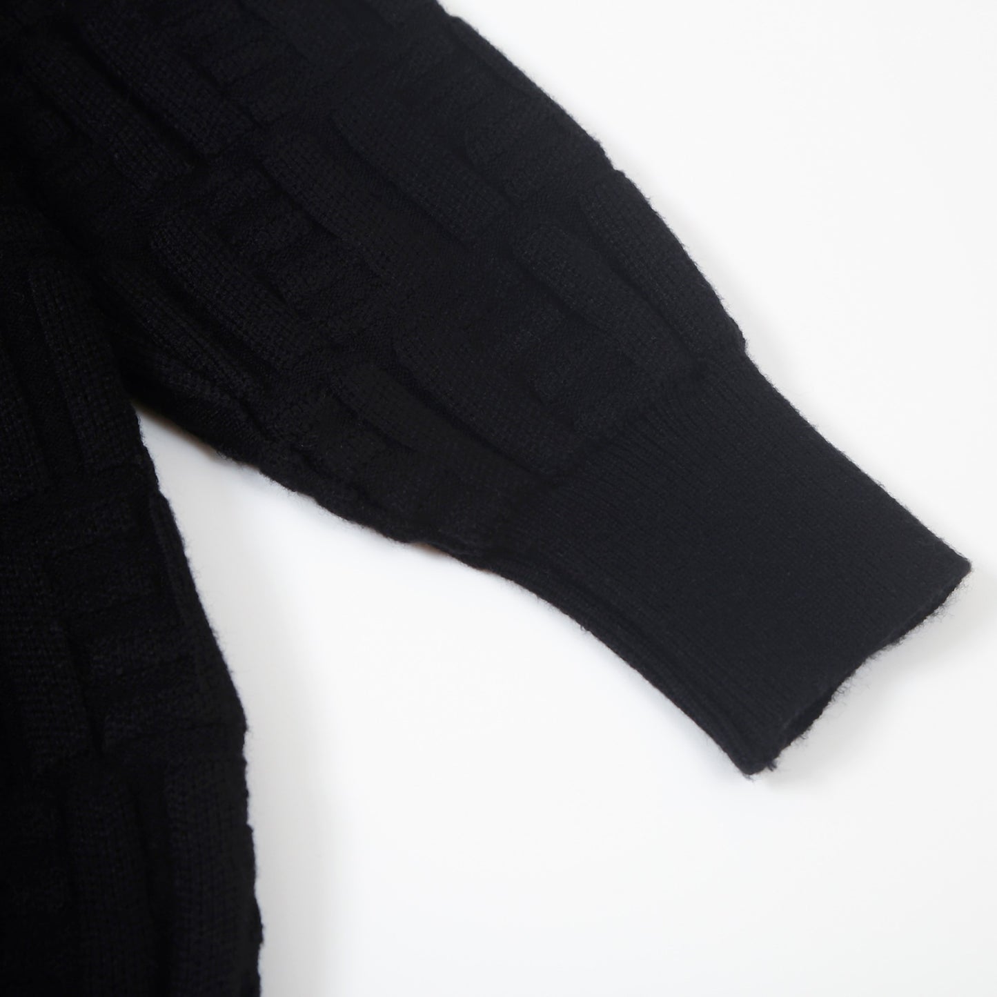 Fendi Black Crew Neck Sweater With Textured Pattern