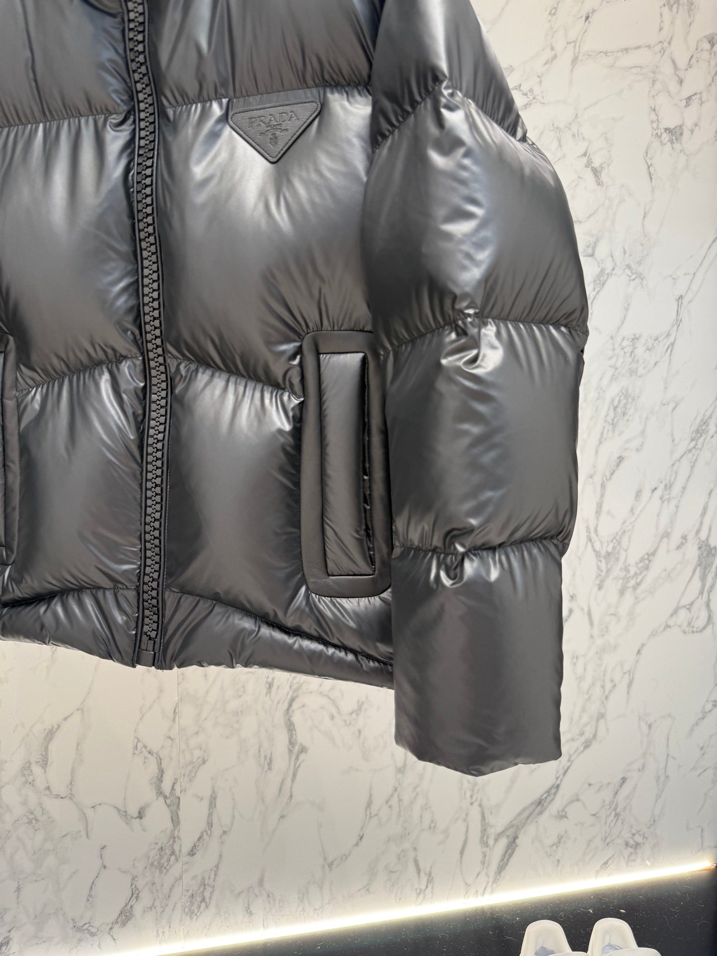 Prada Black High - Neck Down Jacket With Triangle Logo