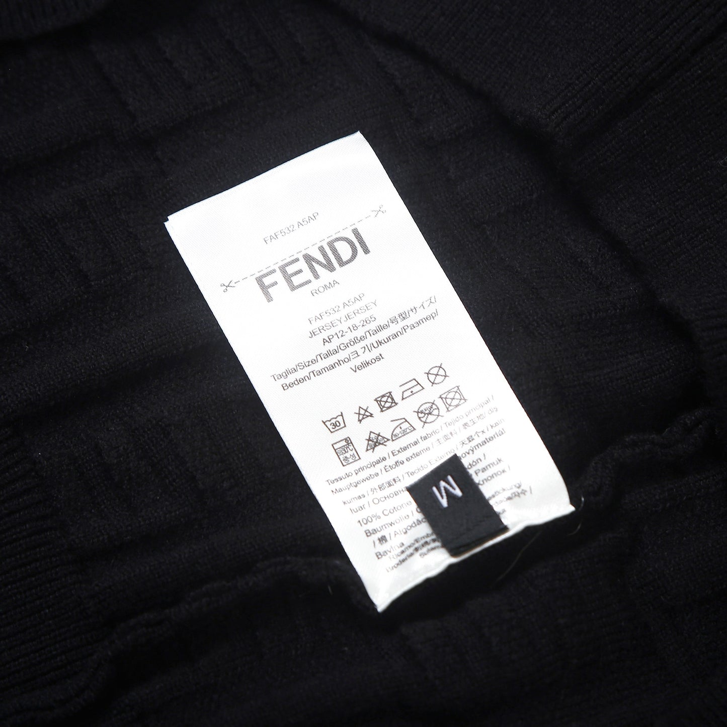 Fendi Black Crew Neck Sweater With Textured Pattern