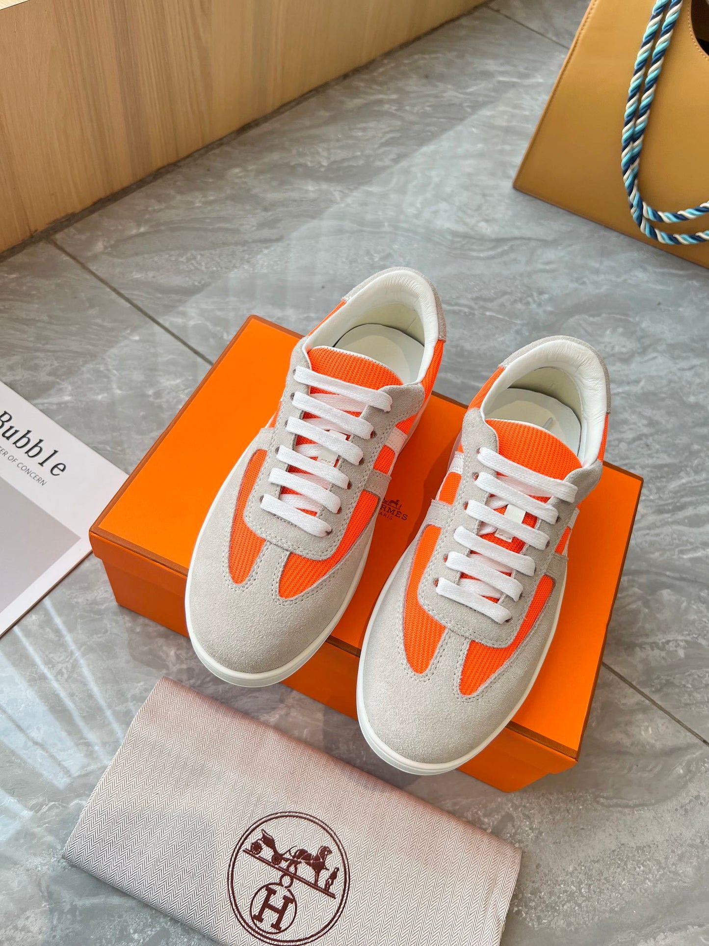 Hermes Women's Sneakers Iconic H Logo Leather Casual Fashion Shoes