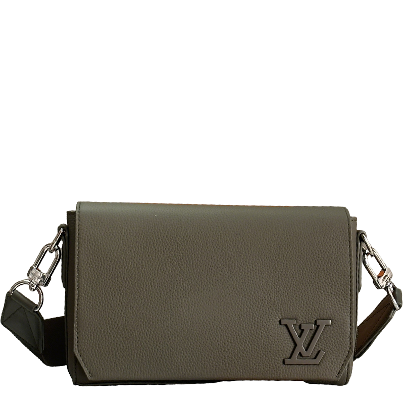 Elegant Louis Vuitton Gray Leather Crossbody Bag With Iconic LV Logo For Sophisticated Style M24769