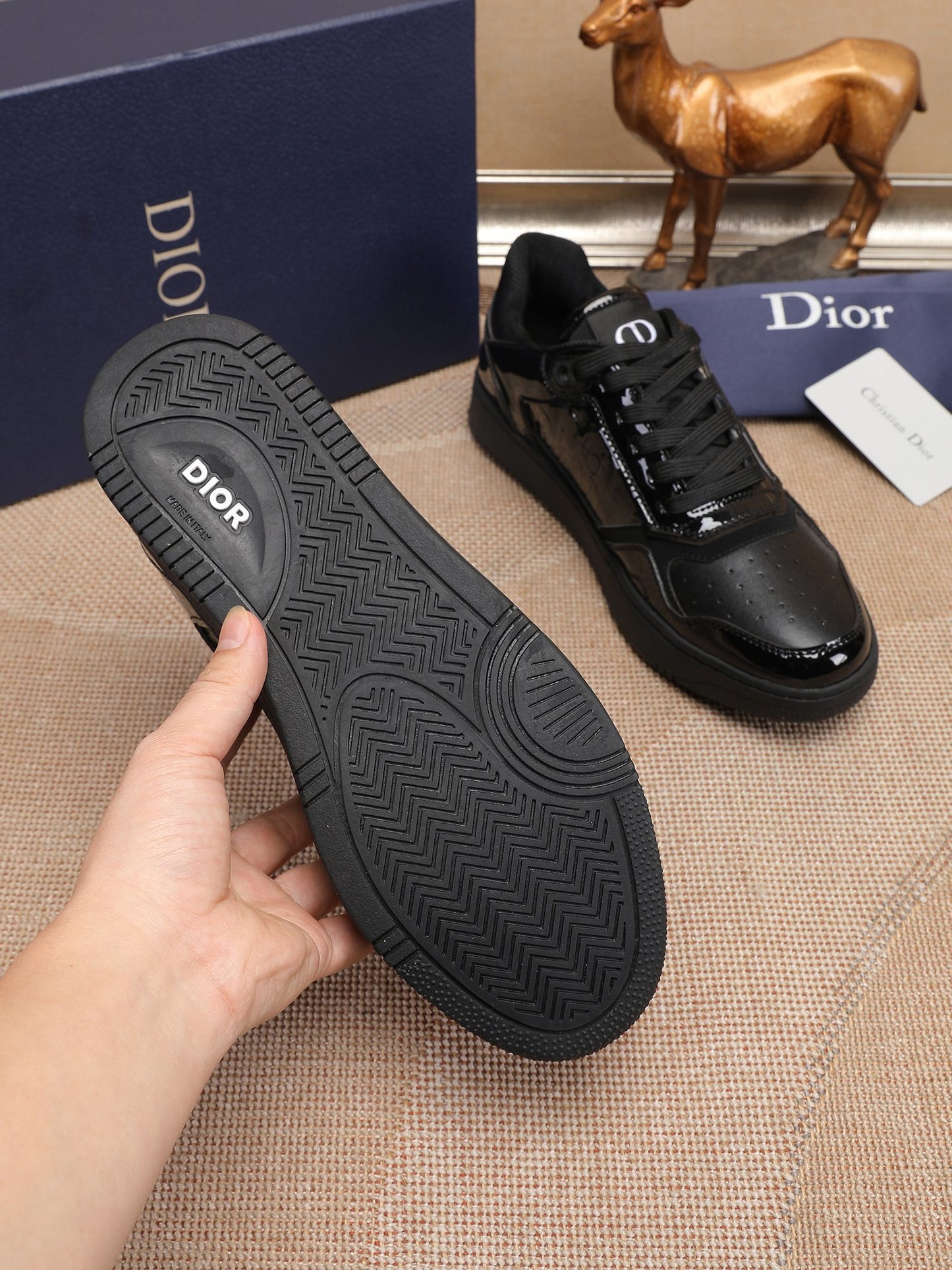 Dior Mens Sneakers Luxury Leather Casual Shoes With Oblique Pattern