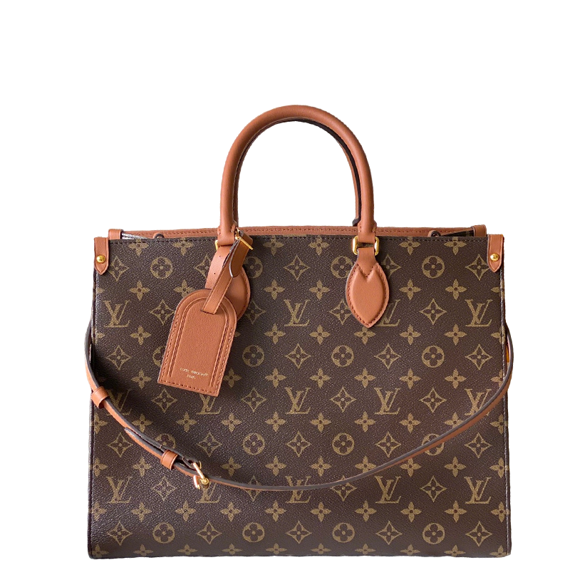 Elegant Louis Vuitton Monogram Canvas Handbag With Leather Accents For Sophisticated Style