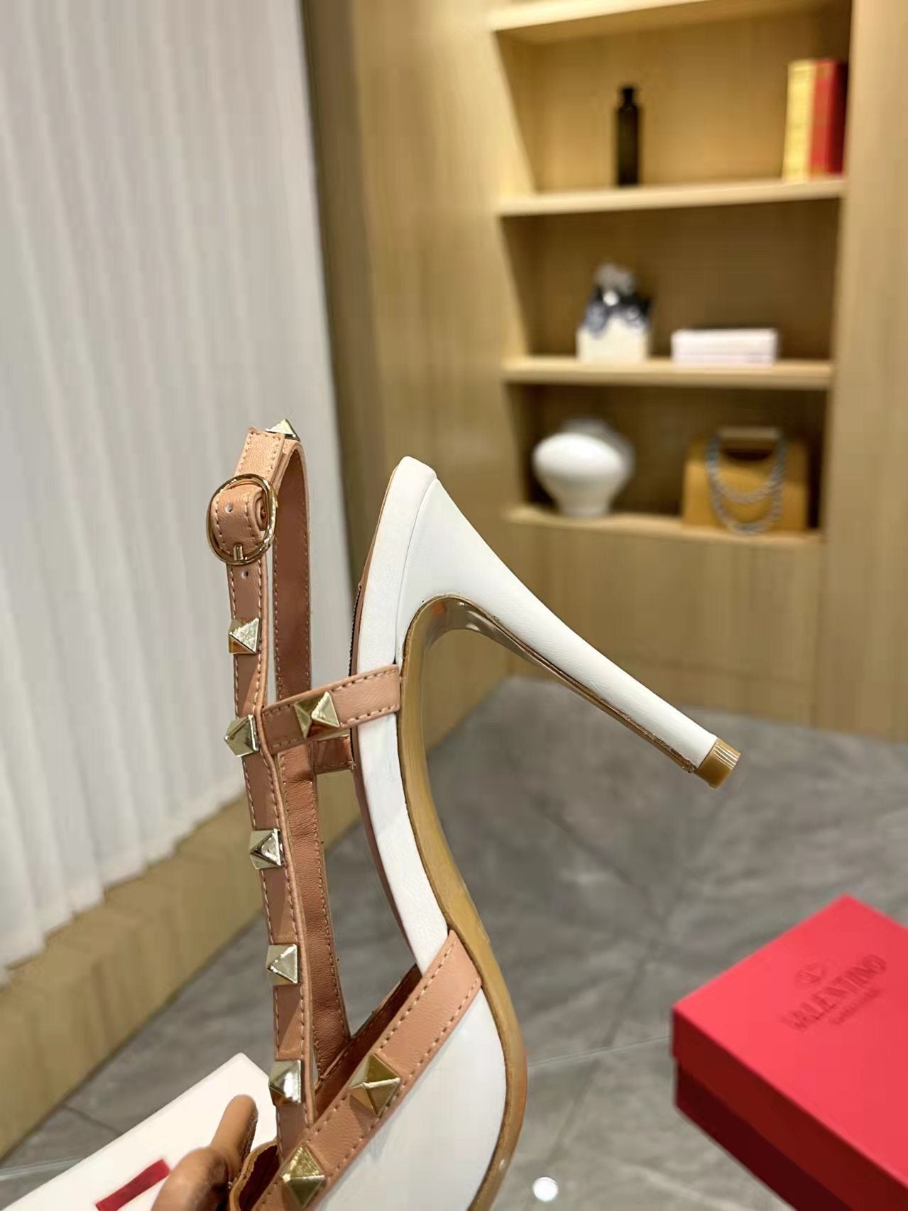 Valentino Women's Rockstud Bow Slingback Pumps Luxury Pointed Toe High Heels