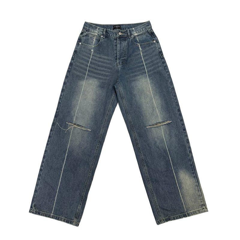 Balenciaga Unisex Jeans With Distressed Details And Contrast Stitching