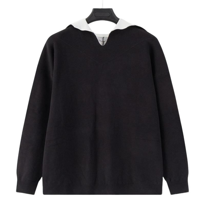 Dior Black Sweater With Contrast Collar For Fashion