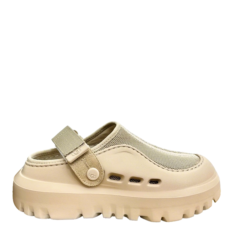 UGG Beige Mesh Clogs With Adjustable Strap For Casual Comfort