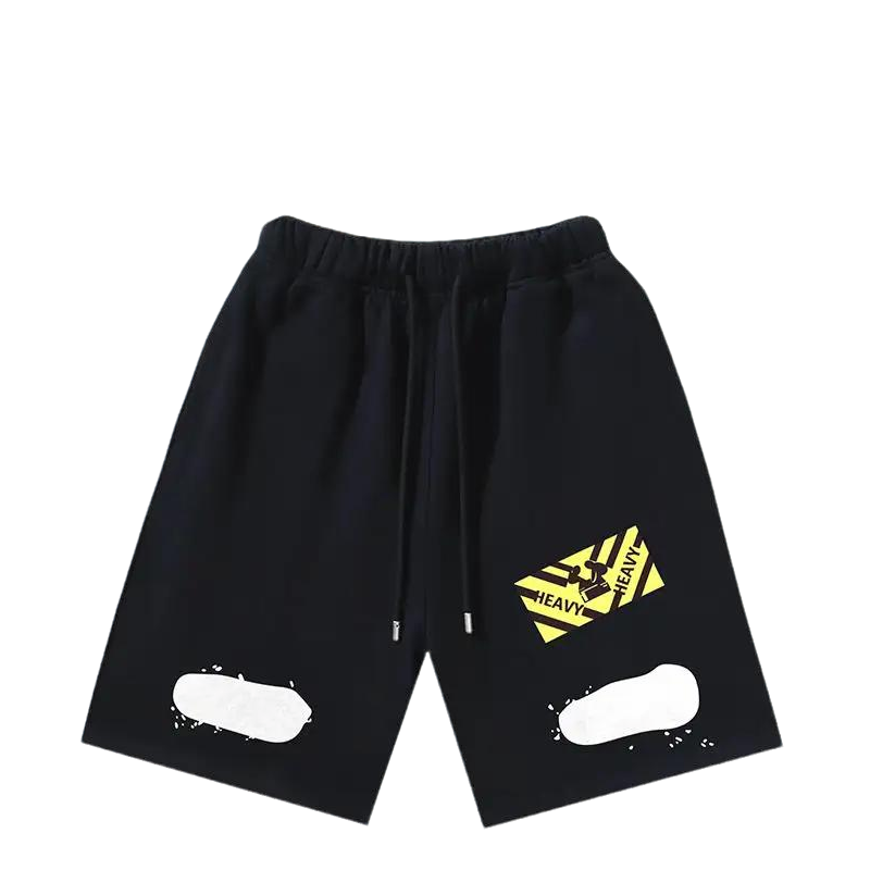Off - White Men's Black Drawstring Shorts with Graphic Detailing