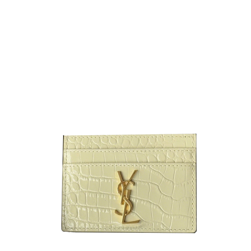 Gorgeous Saint Laurent Croc Embossed Leather Card Holder 423291