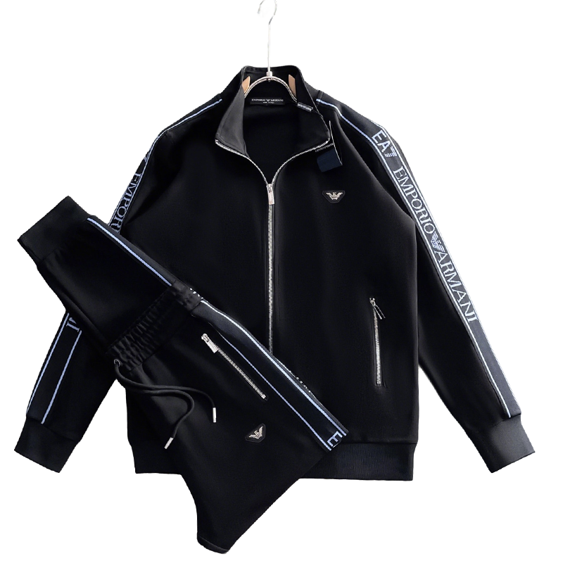 Emporio Armani EA7 Men's Black Tracksuit With Branded Details