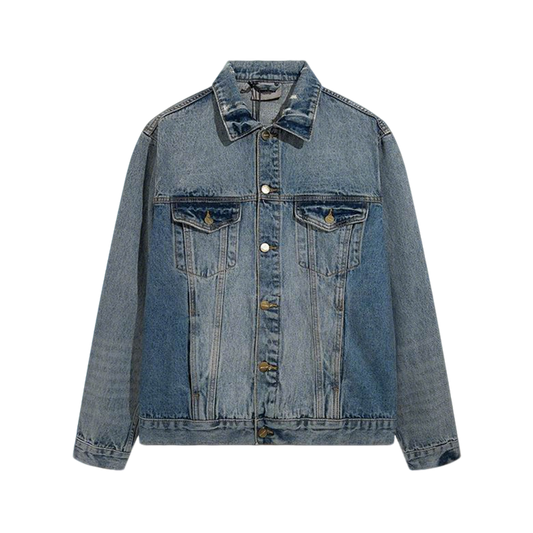 FOG Style Classic Blue Denim Jacket With Button Front And Chest Pockets