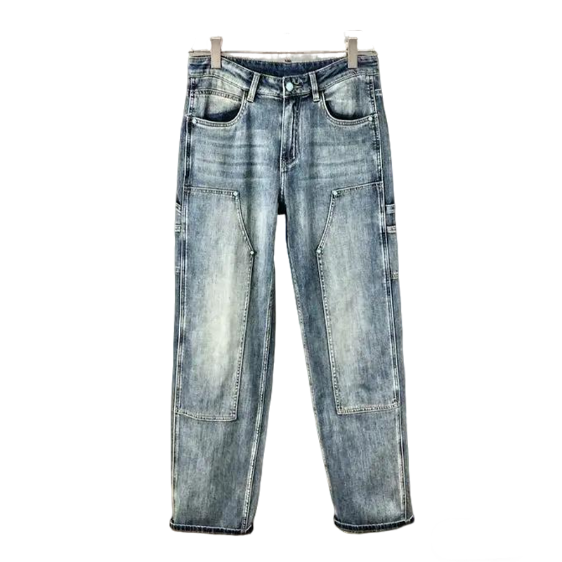 Louis Vuitton Men's Light Blue Denim Cargo Jeans With Functional Pockets