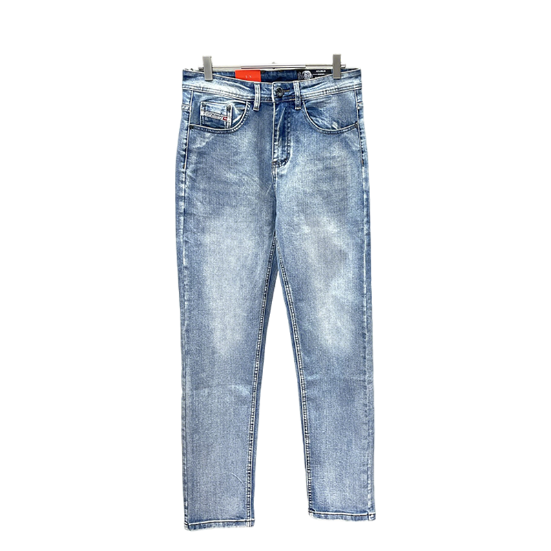 Diesel Men's Light Blue Washed Slim-Fit Denim Jeans with Iconic Details