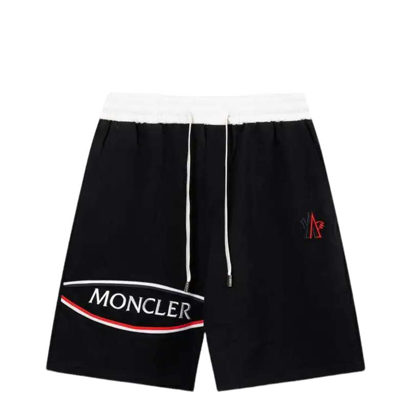 Moncler Men's Black Drawstring Shorts with Brand Logo Detailing