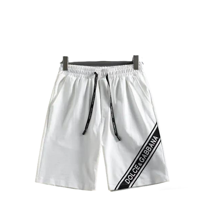 Dolce & Gabbana White Shorts With Branded Black Stripe