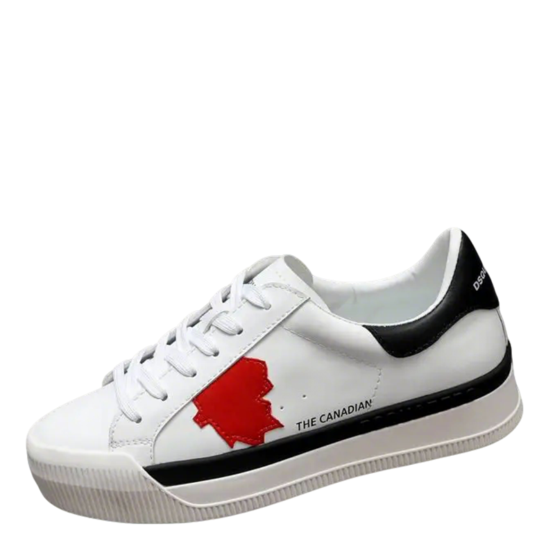 DSQUARED2 White Casual Sneakers With Red Accent And "THE CANADIAN" Text