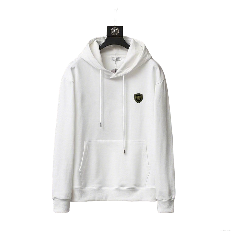 Philipp Plein White Hoodie With Embroidered Badge Logo And Classic Hooded Silhouette
