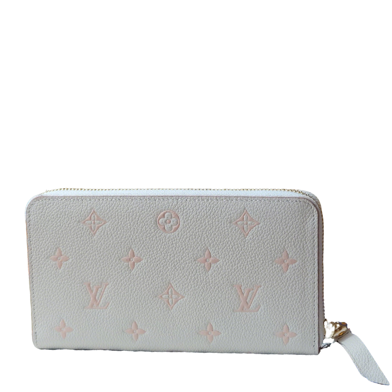 Elegant Louis Vuitton White Leather Wallet With Pink Monogram Embossing For Sophisticated Style M13644
