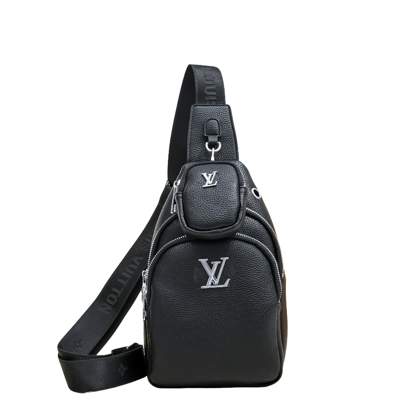 Luxury Louis Vuitton Black Leather Sling Bag with Signature Logo and Stylish Design