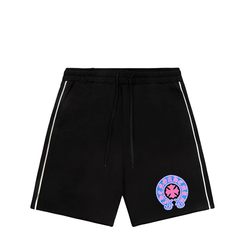Chrome Hearts Inspired Black Drawstring Shorts With Vibrant Logo