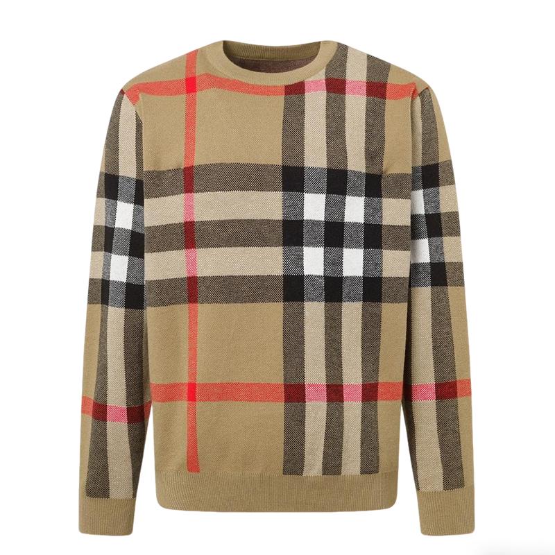 Burberry Men's Classic Check Crew Neck Knitted Sweater